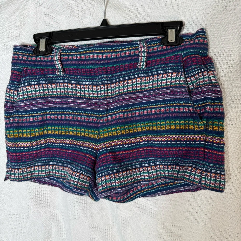 GAP Womens Tweed Shorts Size 0 Multicolor Serape Stripe Aztec Mid Rise Flat